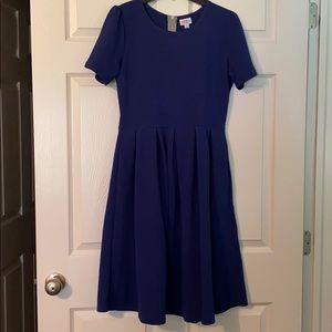 LuLaRoe Large Solid Blue Amelia Dress